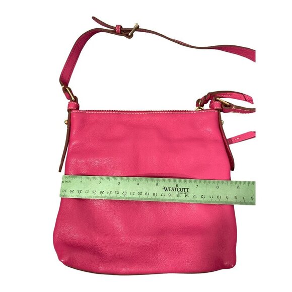 Dooney & Bourke Pink Leather shoulder Bag With Adjustable Strap & Front Zip Pock - Picture 13 of 14